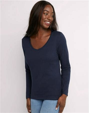 Hanes Women's V-Neck Long Sleeve Tee